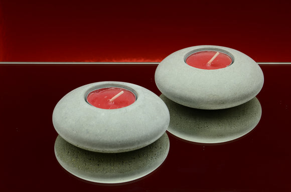 Set of 2 Handmade Round Flat Concrete Tealight, Airplant Holders