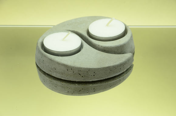Set of 2 Yin Yang Handmade Concrete Tea Light Holders