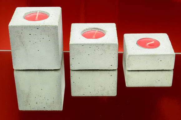 Set of 3 Handmade Concrete Rectangle Tealight, Airplant Holders