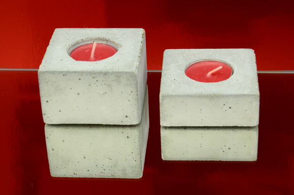 Set of 2 Handmade Rectangular Concrete Tealight, Airplant Holders