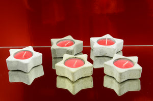 Set of 5 Handmade Concrete Star Shaped Tealight, Airplant Holders