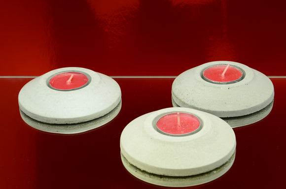 Set of 3 Handmade Concrete Round Tealight Holders
