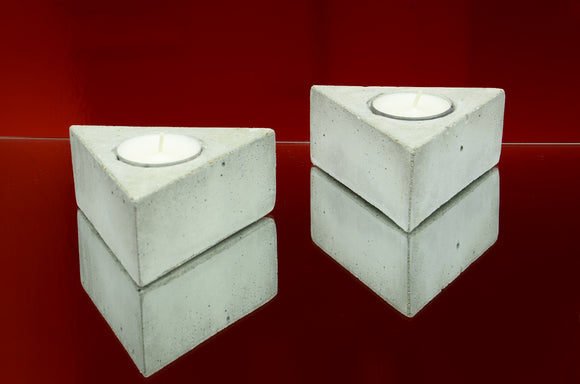 Set of 2 Handmade Triangular Concrete Tealight, Airplant Holders