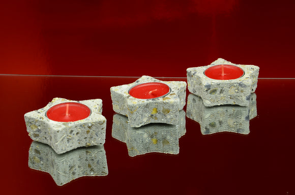 Set of 3 Handmade Star Shaped Brushed Concrete Tealight, Airplant Holders, Christmas Gift