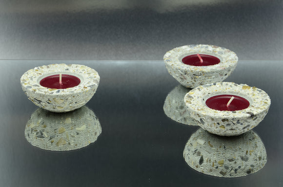 Set of 3 Handmade Round Brushed Concrete Tealight, Airplant Holders