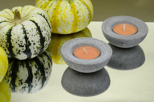 Set of 3 Round Handmade Sanded Concrete Tea Light, Air Plant Holders