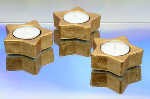 Set of 3 Handmade Star Shaped Concrete Tealight, Airplant Holders, Christmas Gift - Copper