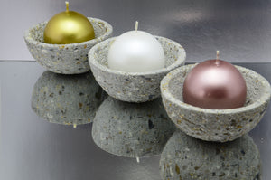 Set of 3 Handmade Brushed Concrete Trinket Bowls, Tea Light, Airplant Holders