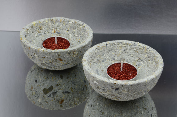 Set of 2 Handmade Brushed Concrete Trinket Bowls, Tea Light, Airplant Holders