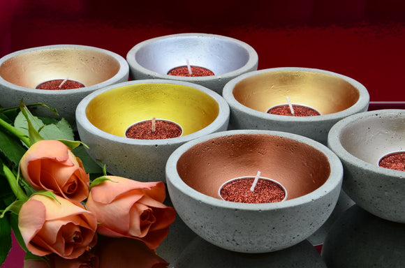 Handmade Concrete Trinket Bowls, Tea Light, Airplant Holders - Copper, Gold, Rose Gold, Silver, Bronze Gold, Pearl Brown